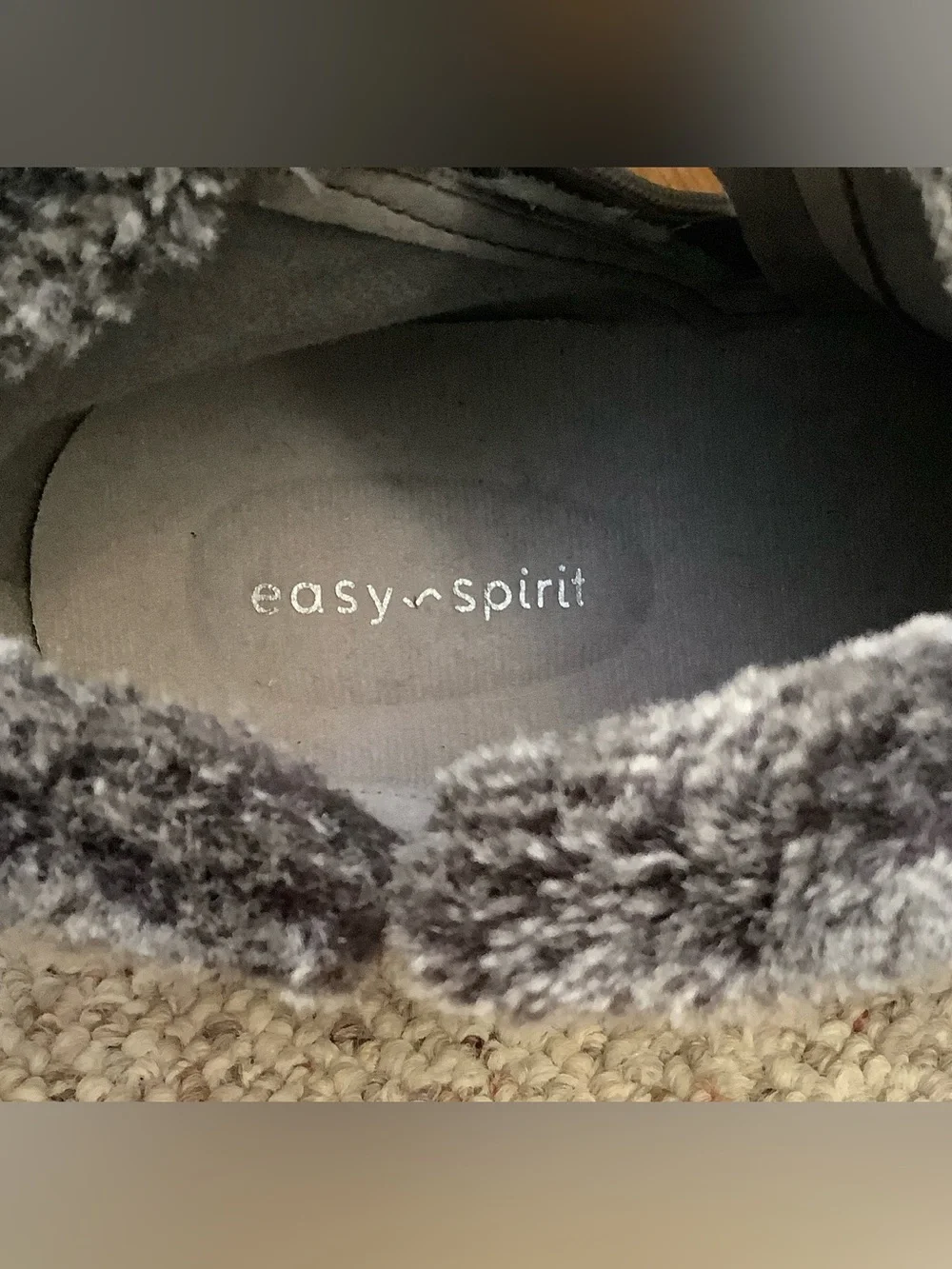 Easy Spirit Sevance 2 Ankle Boots-Light Gray Faux Suede-Faux Fur Trim-Zipper-9M
